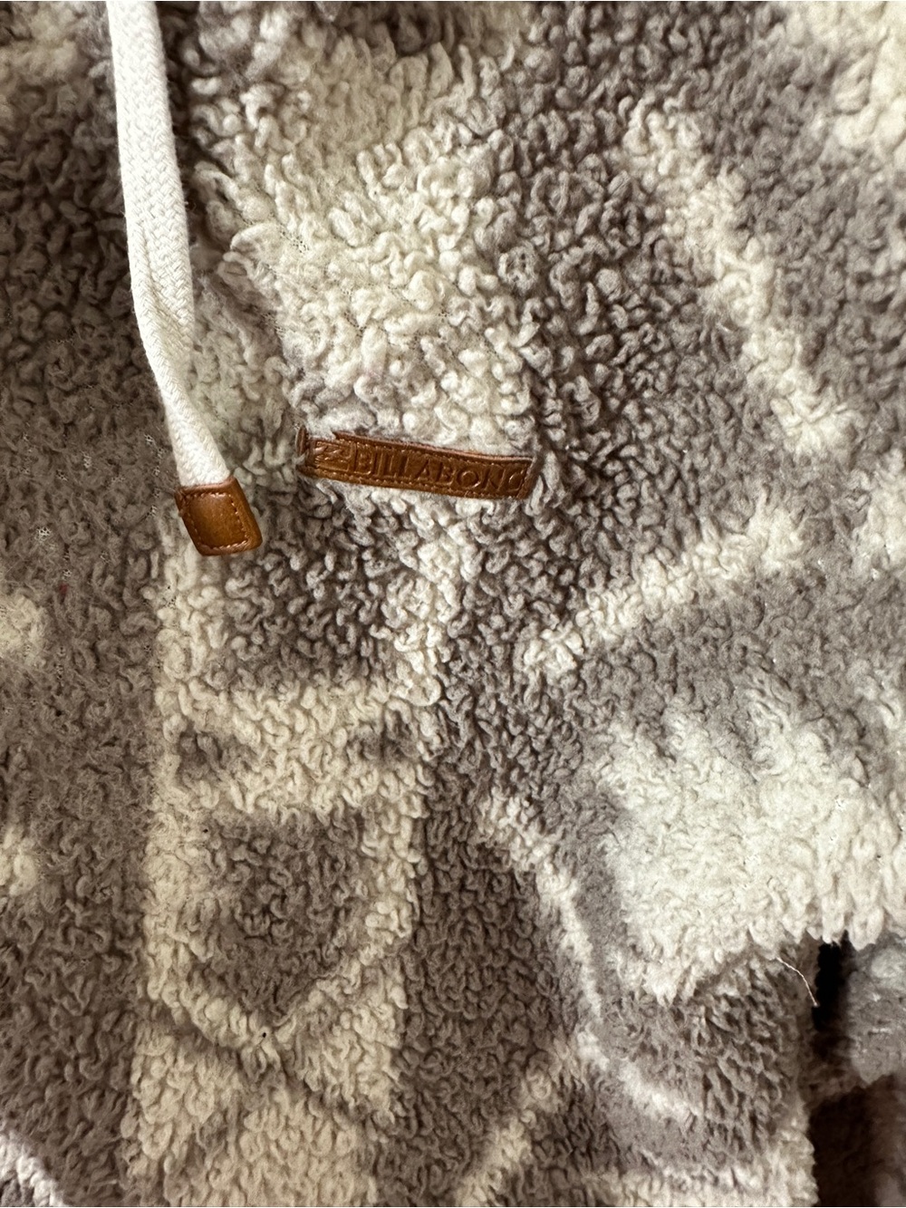Billabong Women's Cream & Gray Patterned Sherpa Zip Hoodie - Picture 2 of 4